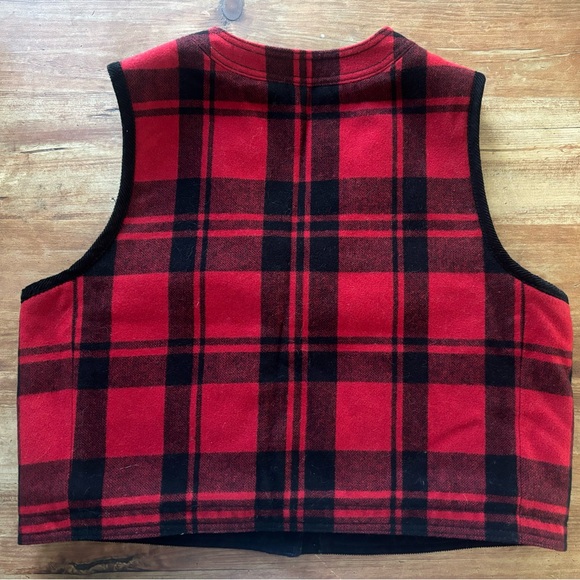 BANANA REPULIC Women’s M Reversible Wool Sherpa Buffalo Plaid Vest - Picture 2 of 9